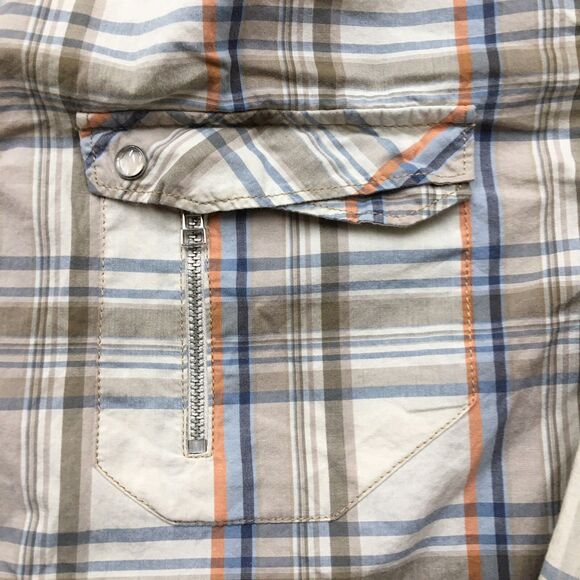 GUESS Western Shirt Men 2XL Beige Plaid Pearl Snap Coastal Cowboy Rodeo Country - Picture 5 of 14